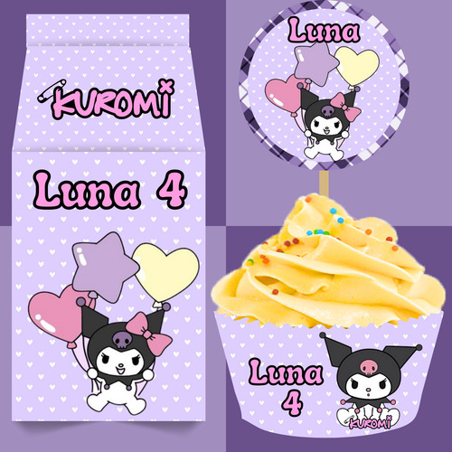 Kit Imprimible Cumpleaños Candy Bar Kuromi 1 Personalizable