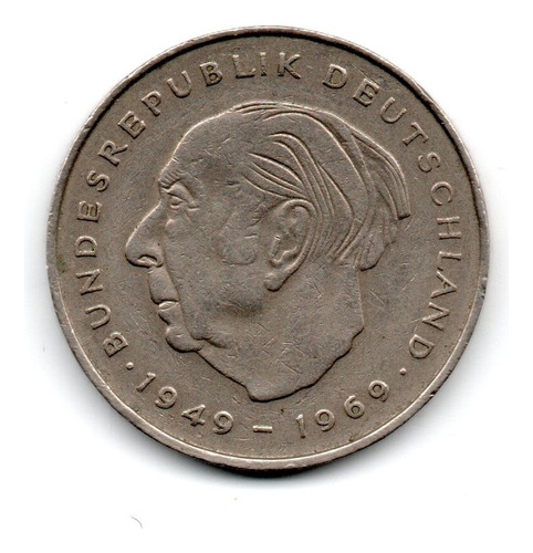 Alemania Republica Federal Moneda 2 Marcos Año 1973 Km#a127
