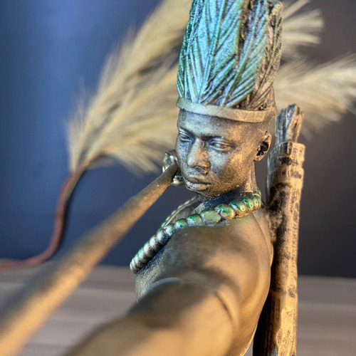 Oxossi 2 Exclusiva Umbanda Candomblé Cor Dourado Studio Orion Artigos Religiosos