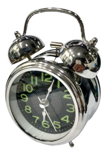  Alarma Reloj Despertador Mesa Plateado Campana Ref 670b