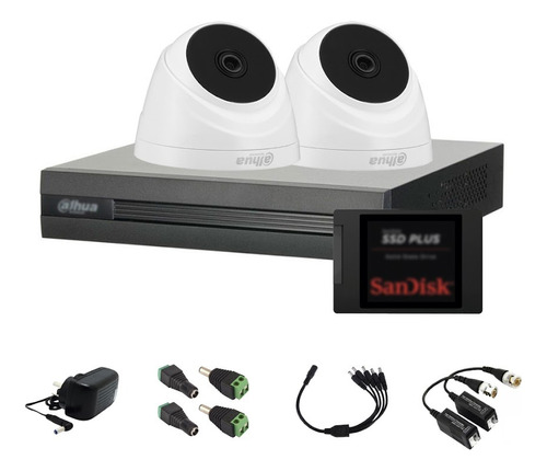 Kit De Seguridad Exvr 8ch + 2 Cam 2mp 3.6mm Domo Dahua