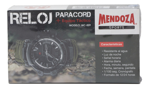 Imagen 6 de 6 de Reloj Paracord Verde Militar Lcd 6 Díg Mc-009 Mendoza