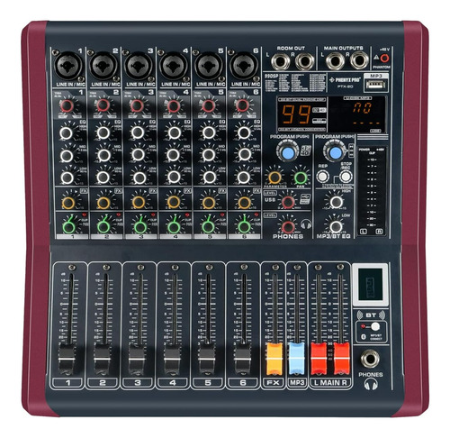 Phenyx Pro Ptx-20 Consola Mezcladora De 6 Canales, 99 Dsp