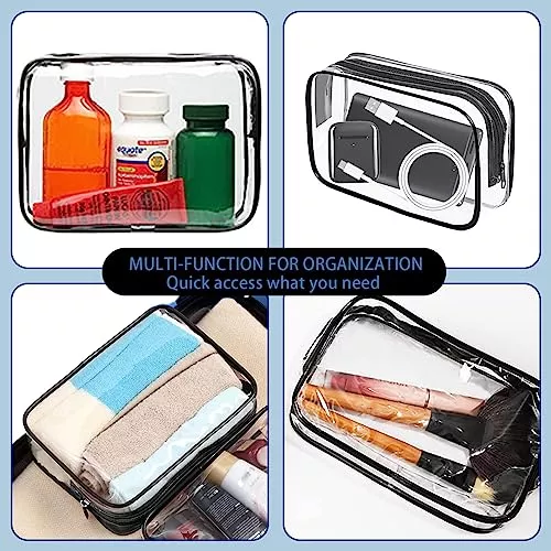 Neceser transparente aprobado por la TSA, paquete de 4 bolsas pequeñas para  cosméticos, bolsa de aseo de viaje, tamaño de cuarto de galón, bolsas de