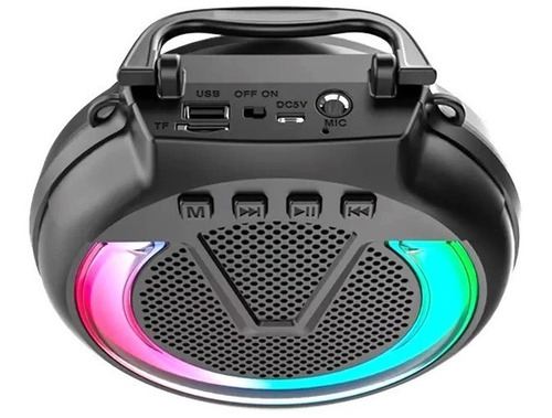 Parlante Bluetooth Karaoke Con Microfono Y Luces Rgb Color Negro