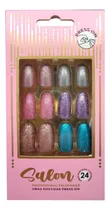 Comprar Uñas Postizas Press On Salon Thelma Y Louise 24u Color Metal Multicolor French