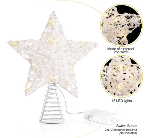 - Adornos Árbol De Navidad 15 Luces Led, Bolas De Algo...