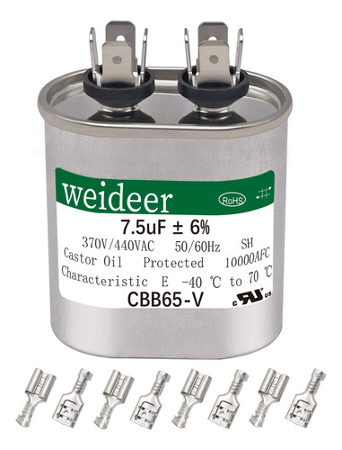 Weideer Condensador Mfd 7.5 7.5 Uf ±6% 370/440 Vca Cbb65 Con