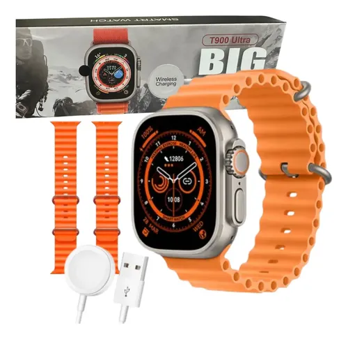 Relógio Smartwatch T900 Ultra 2 Série 9 49mm C/2 Pulseiras Prateado ...