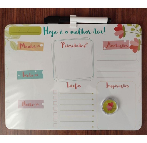 Planner Quadro Tarefas Diárias Magnético C/ Caneta Borracha
