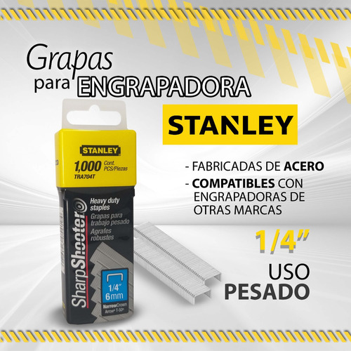 Grapa Para Engrapadora Stanley 1/4  6mm Uso Pesado / 0000612