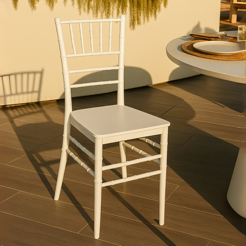 Magma Life Set De 4 Sillas Apilables Tiffany Para Eventos Ó Comedor Sillas Perfectas para Interiores y Exteriores ¡Ideales para Ocasiones Especiales, Eventos u Hogar! (Blanco)