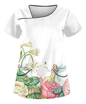 Comprar Uniformes De Enfermería Estampados Para Mujer Con Cuello Inc