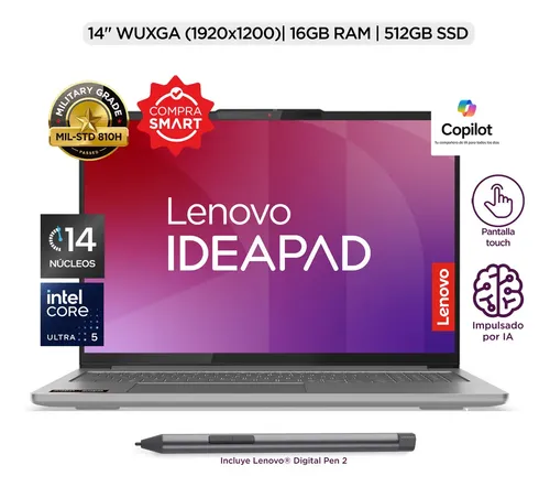Laptop Lenovo Ideapad 2en1 Intel U5 16gb 512gb Ssd Con Ia Gris Luna