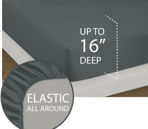 Imagen 3 de 9 de Juego De Sabanas Soft King Size Tacto Suave Color Gris Liso