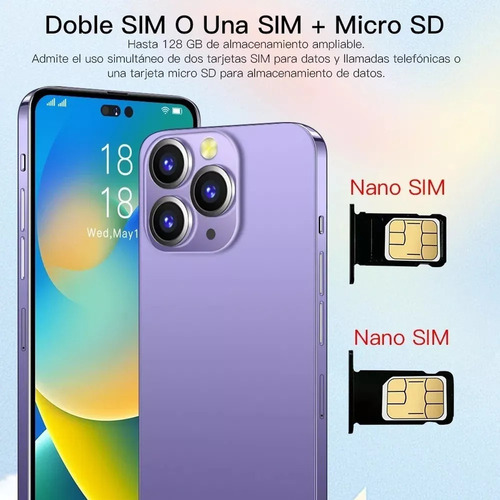 Para I16 Pro Max Smartphone 6.6 Pulgadas De Ram2gb Y Rom128gb