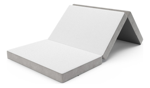 Colchon Individual 100 Cm Colchoneta Plegable Con Maleta Color Blanco
