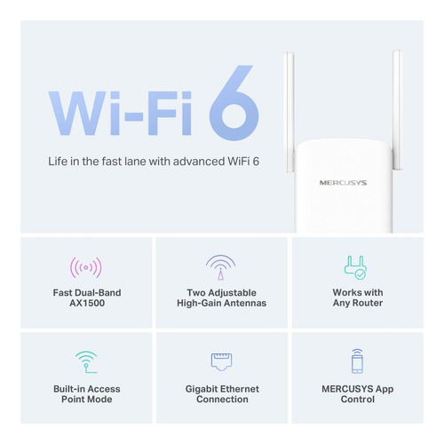 Repetidor De Sinal Mercusys Wi-fi 6 Dual Band Ax1500 - Me60x