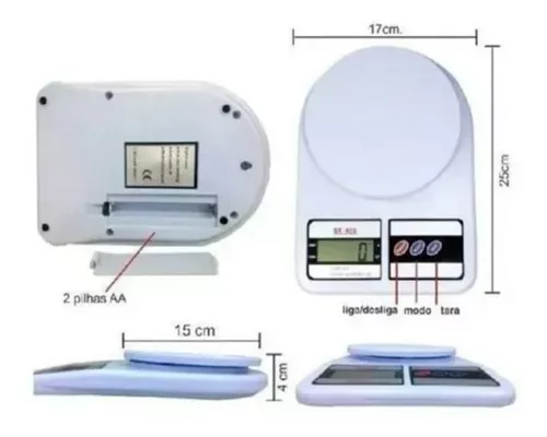 Balança Digital De Precisão Cozinha 10kg Nutrição E Dieta Capacidade máxima  10 kg Cor Branca