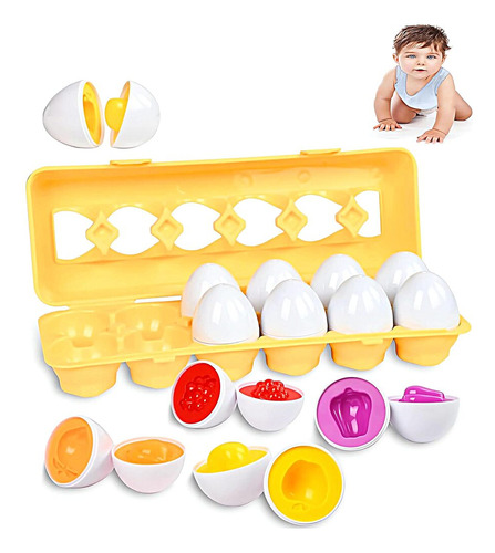 Huevos A Juego 12 Piezas Juguete Didactico Color Forma Clasi