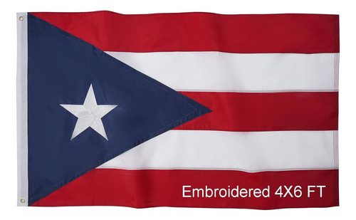 Bandera De Puerto Rico De 4 X 6 Pies, Fabricada En Estado