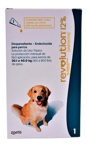 Revolution Pipeta Perro 20 A 40 Kg Antipulgas Garrapata Acar