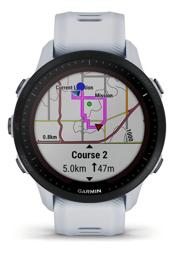 Relógio Garmin Forerunner 955, versão solar, moldura Smartwatch Touch, cor branca