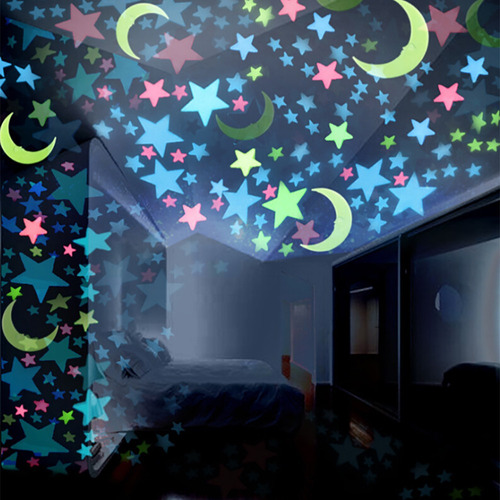 S 100pc Dormitorio Infantil Estrellas Fluorescentes Que Bril