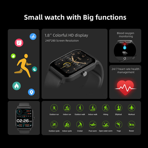 Reloj 1.8 Ip68 Para Android Ios Con Heart E