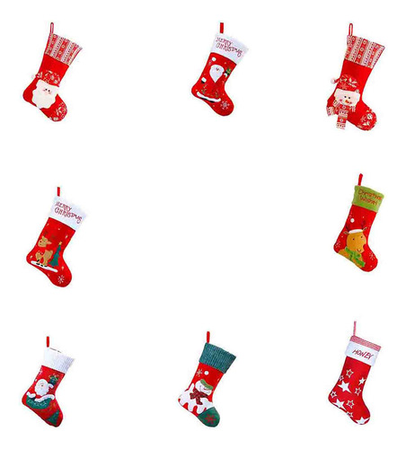 Calcetines Navideños Con Decoración Navideña, Papá Noel Trid