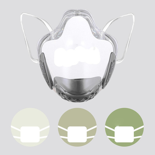 2x Mascarilla Facial Transparente Que Cubre La Boca Y La