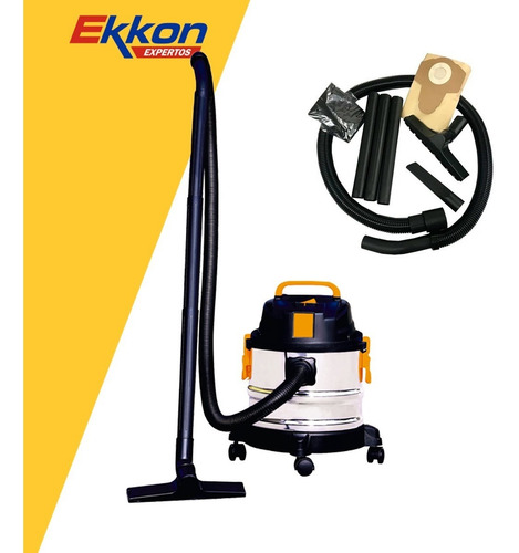 Imagen 3 de 8 de Aspiradora 15lt Polvo Y Agua Acero Inoxidable 1400w Kommberg