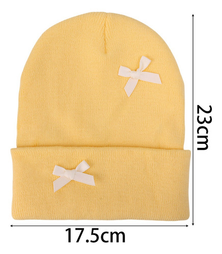 Gorro De Punto Con Lazo Para Mujer, Gorro De Punto, Amarillo