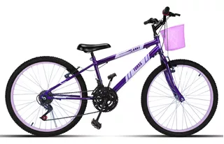 Bicicleta  de passeio infantil Forss Anny aro 24 18v freios v-brakes câmbios Comum cor violeta com descanso lateral