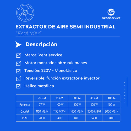 Extractor De Aire Industrial 30 Cm + Termostato Sala Maquina