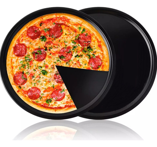 2 Forma Assadeira Redonda Pizza 33cm Antiaderente Grande Aço