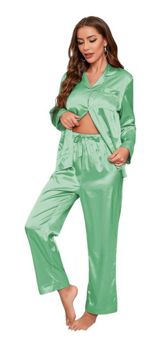 Conjunto De Pijama De Satén De Seda Para Mujer, Camiseta Y P