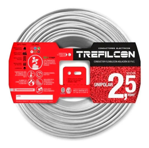 Cable Unipolar Trefilcon 2.5mm Normalizado Rollo 100 Mts