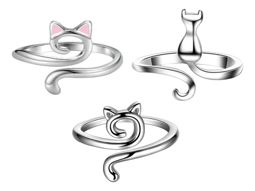 Anillos Para Gatitos, Bonitos Anillos Para Gatos 3 Piezas