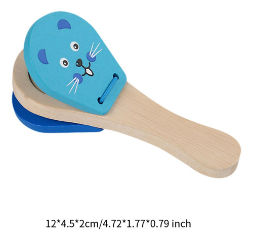 Castañuela Musical De Madera, Claqueta De Mano, Azul
