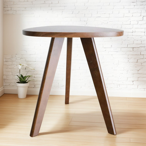 Mesa Auxiliar Triangular De Madera De Nuez Antigua