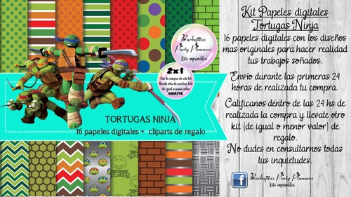 Papeles Fondos Digitales Tortugas Ninja Kit Imprimible