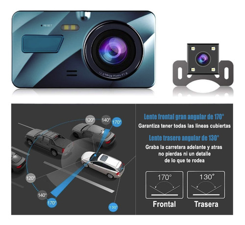 Vídeo Cámara Automóvil Dual Dvr Testigo Visión Nocturna Hd