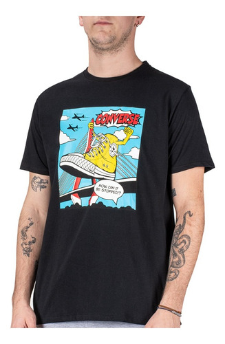 Remera Converse Modelo Comic Shoe Tee Negro Exclusiva