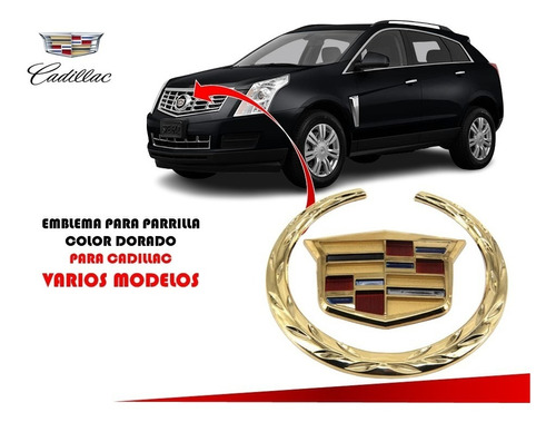 Emblema Para Parrilla Cadillac Dorado 16 Cm