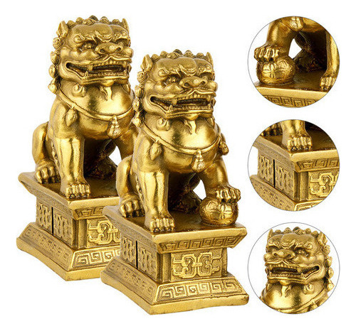 Estatua De Perros Fu Foo, 2 Unidades, Accesorios De Oficina,