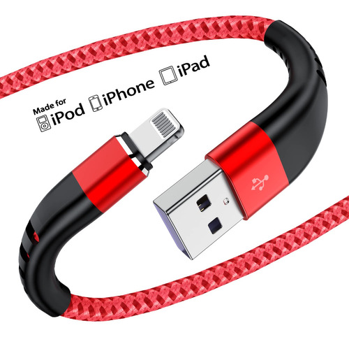 2 Cargador Corto Para iPhone 1 Pie Cable Lightning Trenzado