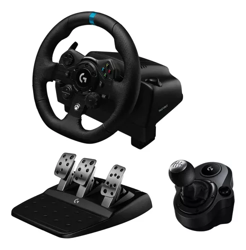 Logitech G G923 Volante de Carreras y Pedales, TRUEFORCE Force Feedback,  Cuero Auténtico + Palanca de