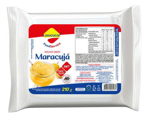 Mousse Lowcucar Zero Acucares Sabor Maracuja 210g