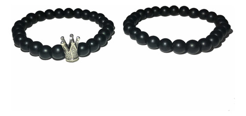 Set 2 Pulsera Brazalete Corona Hombre Mujer Piedra Natural